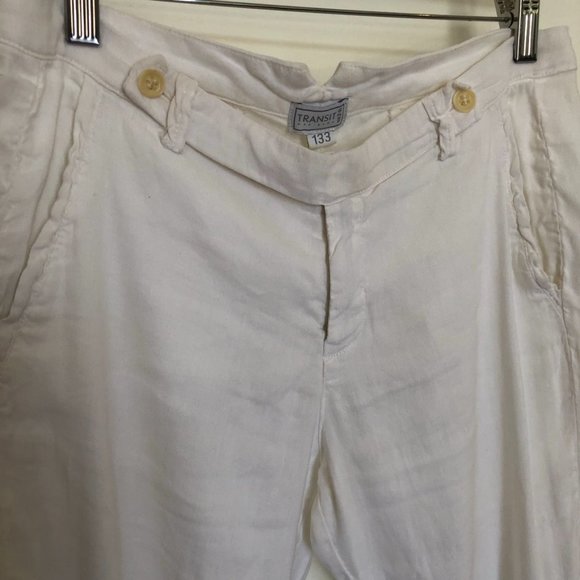 TRANSIT PAR SUCH low rise white linen pant - Picture 3 of 4
